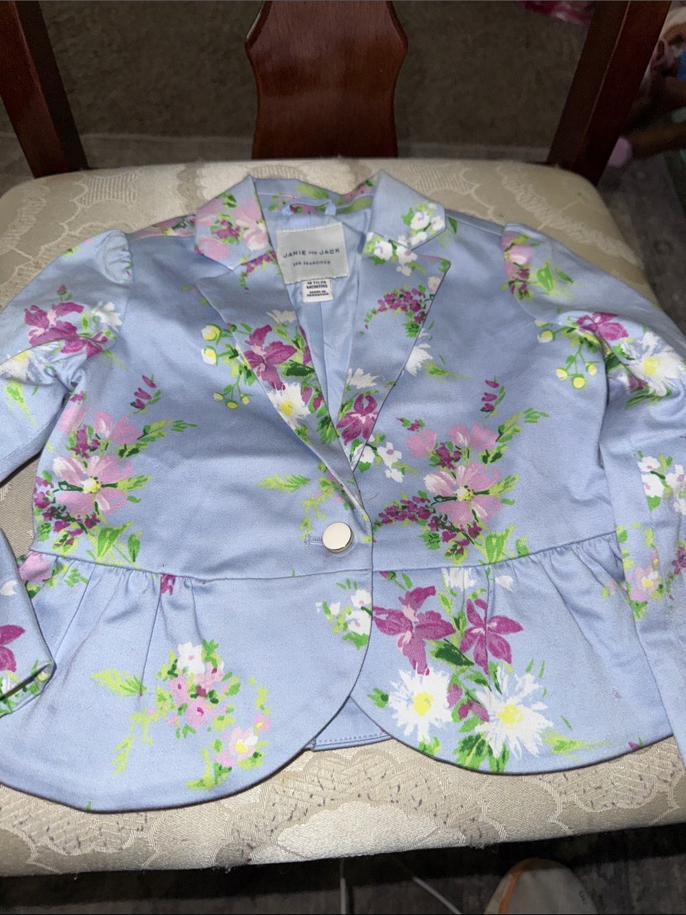 Jamie Kay Girls' Light Blue Floral Blazer Jacket